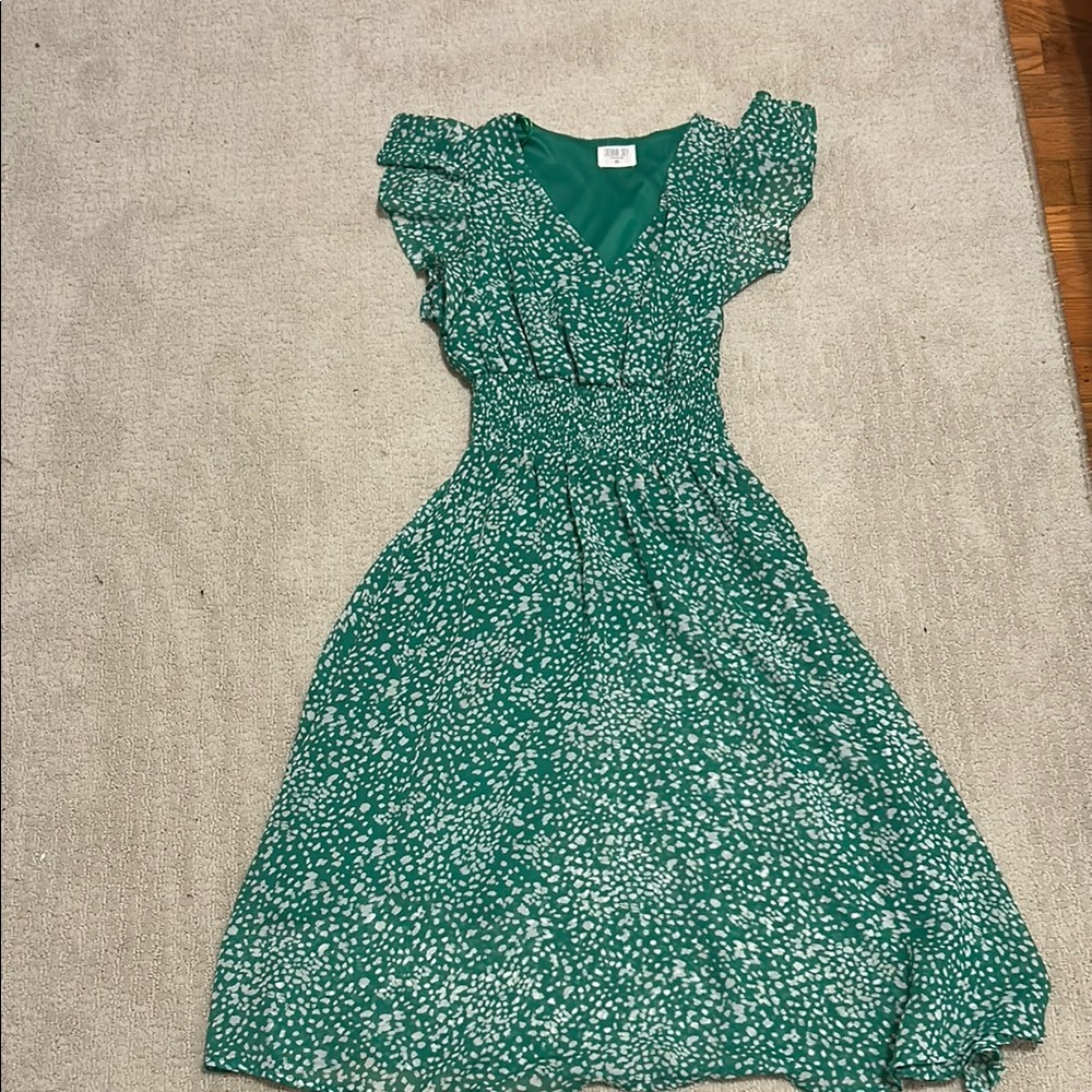 Green Floral Midi Dress